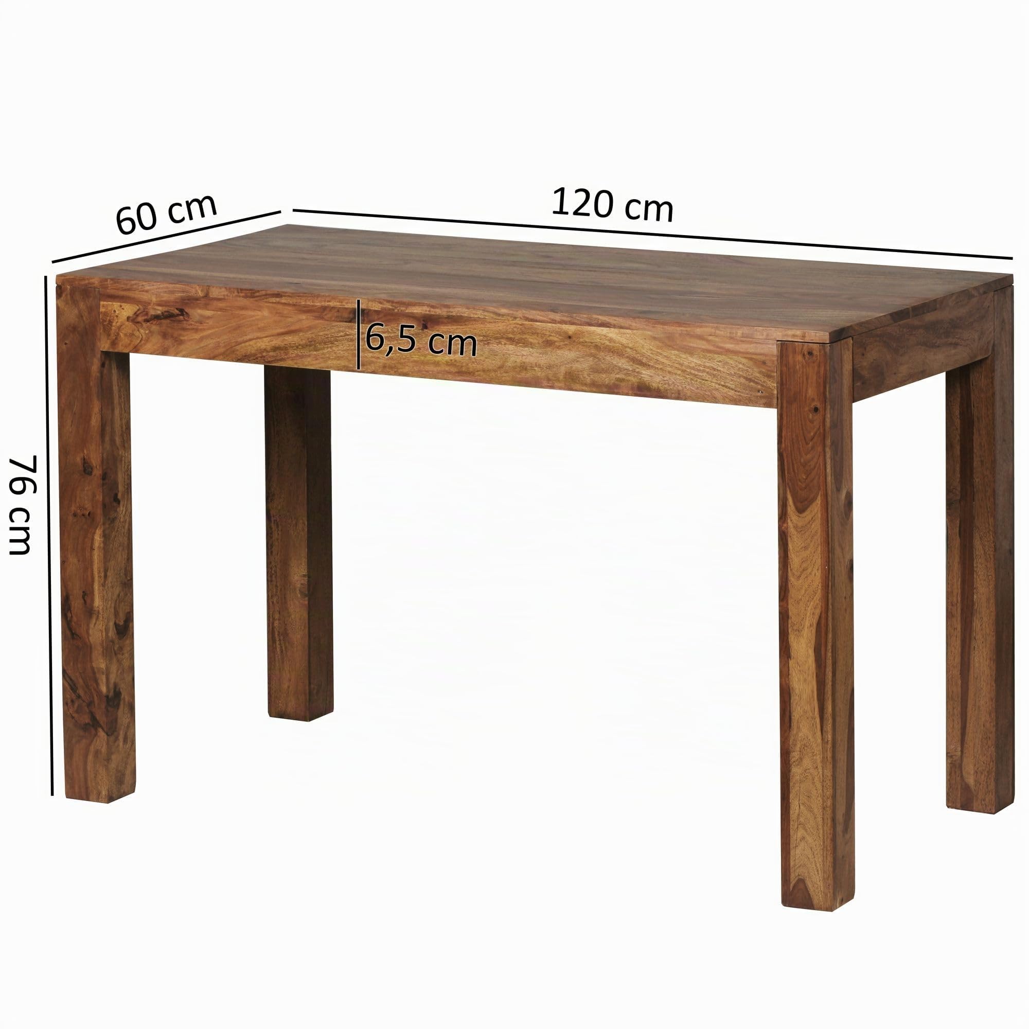 FineBuy Tavolo da Pranzo Legno Massello Sheesham 120 x 76 x 60 cm | Tavolo da Cucina Stile Country | Mobili Sala da Pranzo Prodotto Naturale