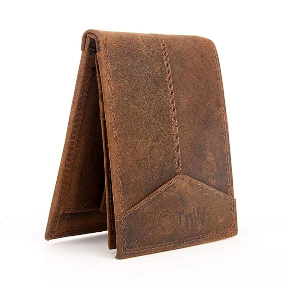 TnW Men's Genuine Leather Wallet(Dark Brown)