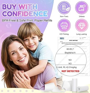 Blue Kids Instant Print Camera with 10 Rolls Paper Refills