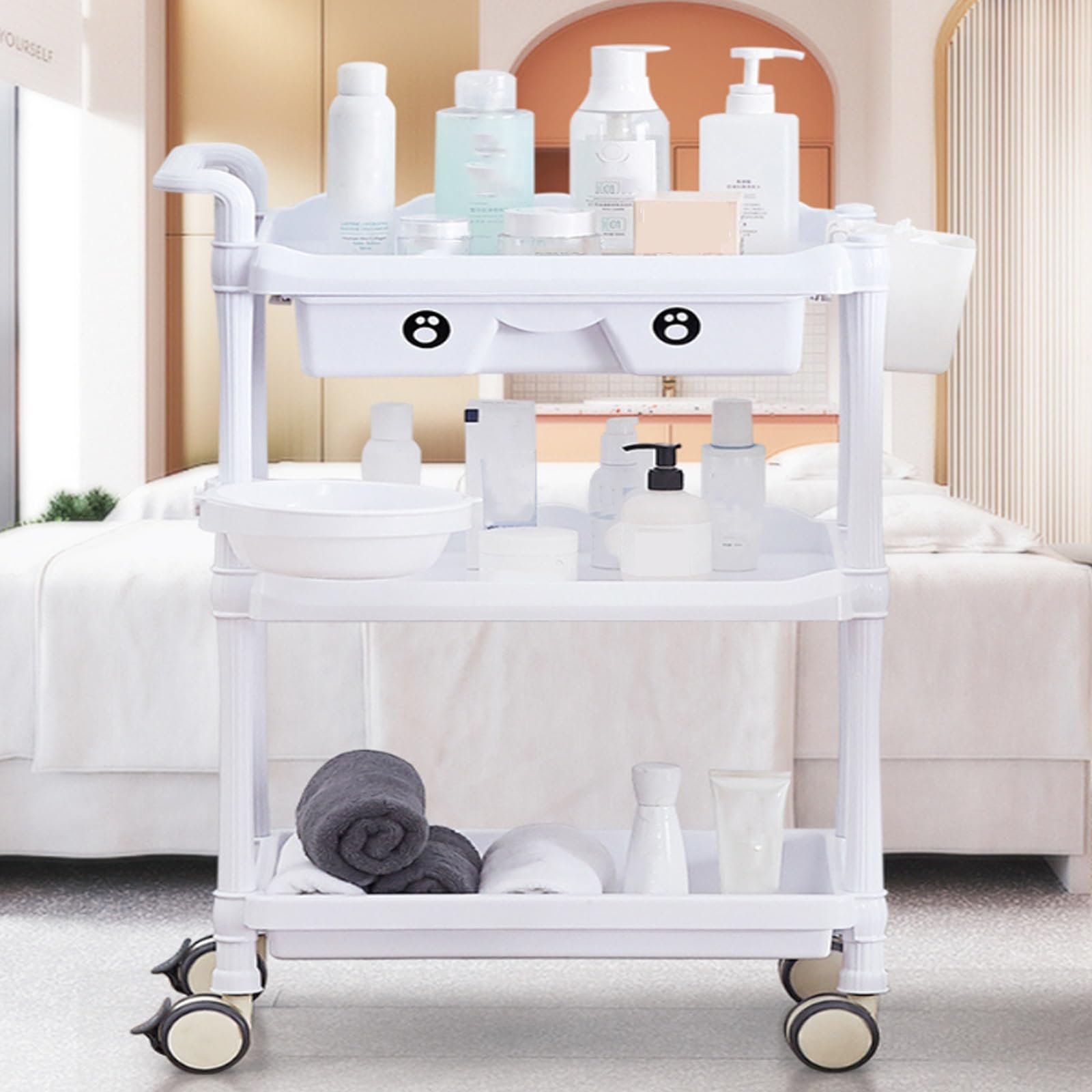 Amazon.co.jp: 医療用カート 回診車 ワゴン 3棚式美容院ローリング