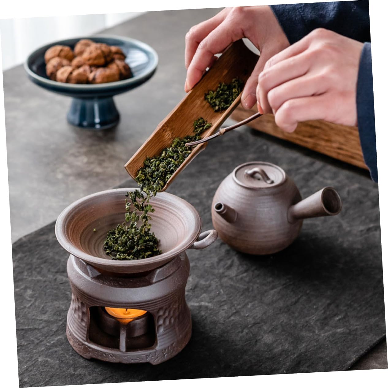 Ceramic Teapot Warmer Retro Design Household Tea Heater Base Brown for Cozy Home Tea Times