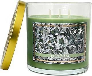 14.5oz Pure Sage Scented Candles for Home, 60 Hrs Soy Wax Candle for Cleansing House, Aromatherapy & Manifestation, Candle Gifts for Men and Women