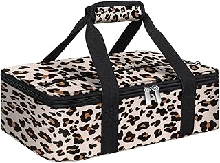 Insulated Casserole Carrier, Portable Casserole Carrier for Hot or Cold Food Lunch Tote Warmer or Cooler Bag, Lasagna Lunch Bag for Potluck Parties- Fits 9" x 13" Baking Dish-Leopard