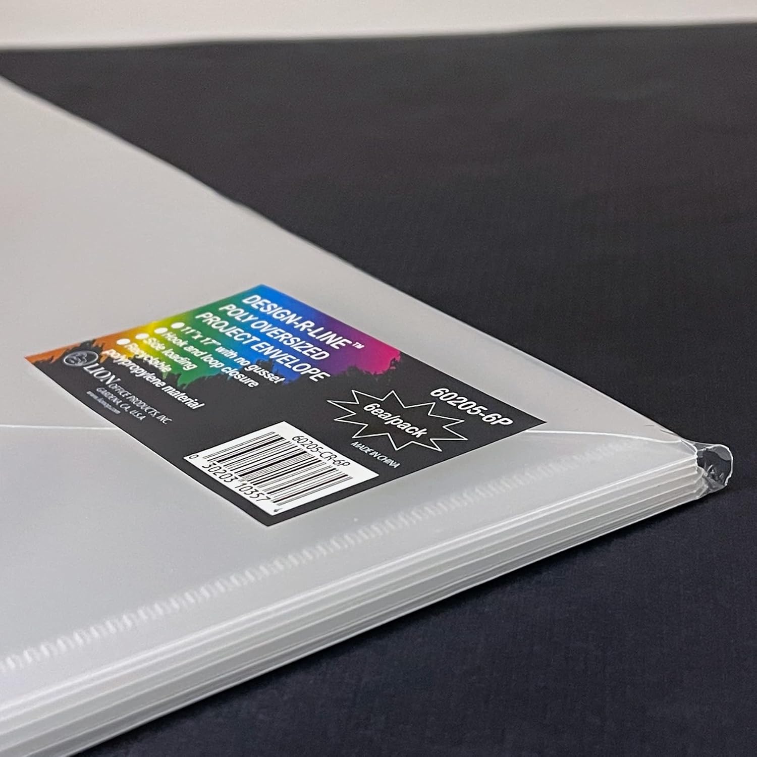 Lion Design-R-Line Poly Oversized Project Envelope, 17.7"W x 11.8"H, Clear, Pack of 6 (60205-CR-6P) image 5