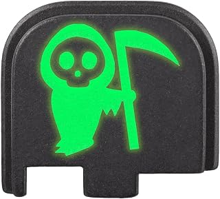 NDZ Performance Glow in The Dark Slide Cover Back Plate for Glock Gen 1–5 & 43, 43X, 48 – Anodized Aluminum with Engraved Fill, Multiple Designs & Colors