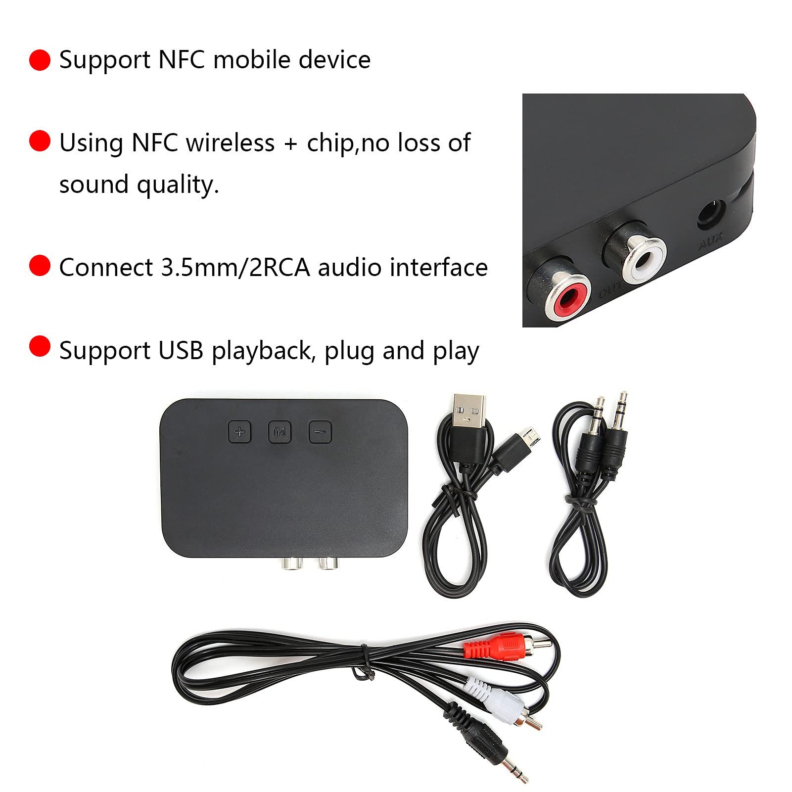AXFEE Ricevitore Bluetooth 5.4 HiFi Con NFC: Adattatore 3.5mm E RCA Per Cuffie, Impianti E TV (Trasmettitore/Ricevitore 2-in-1)