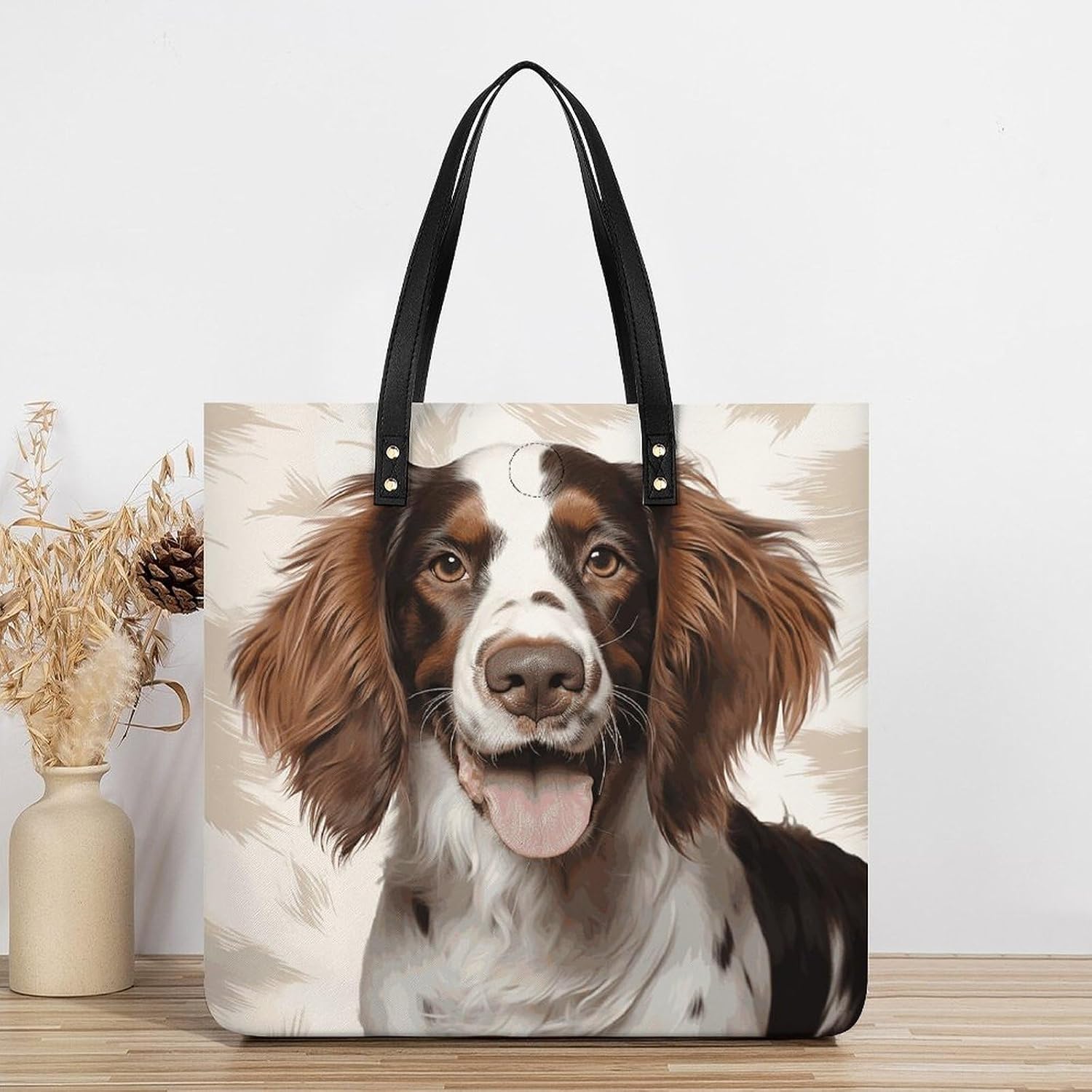 Cute Springer Spaniel Handbags Large Capacity, Tote Bag Stylish Slouchy, Shoulder Bags for Work Beach Travel And Shopping Grocery.