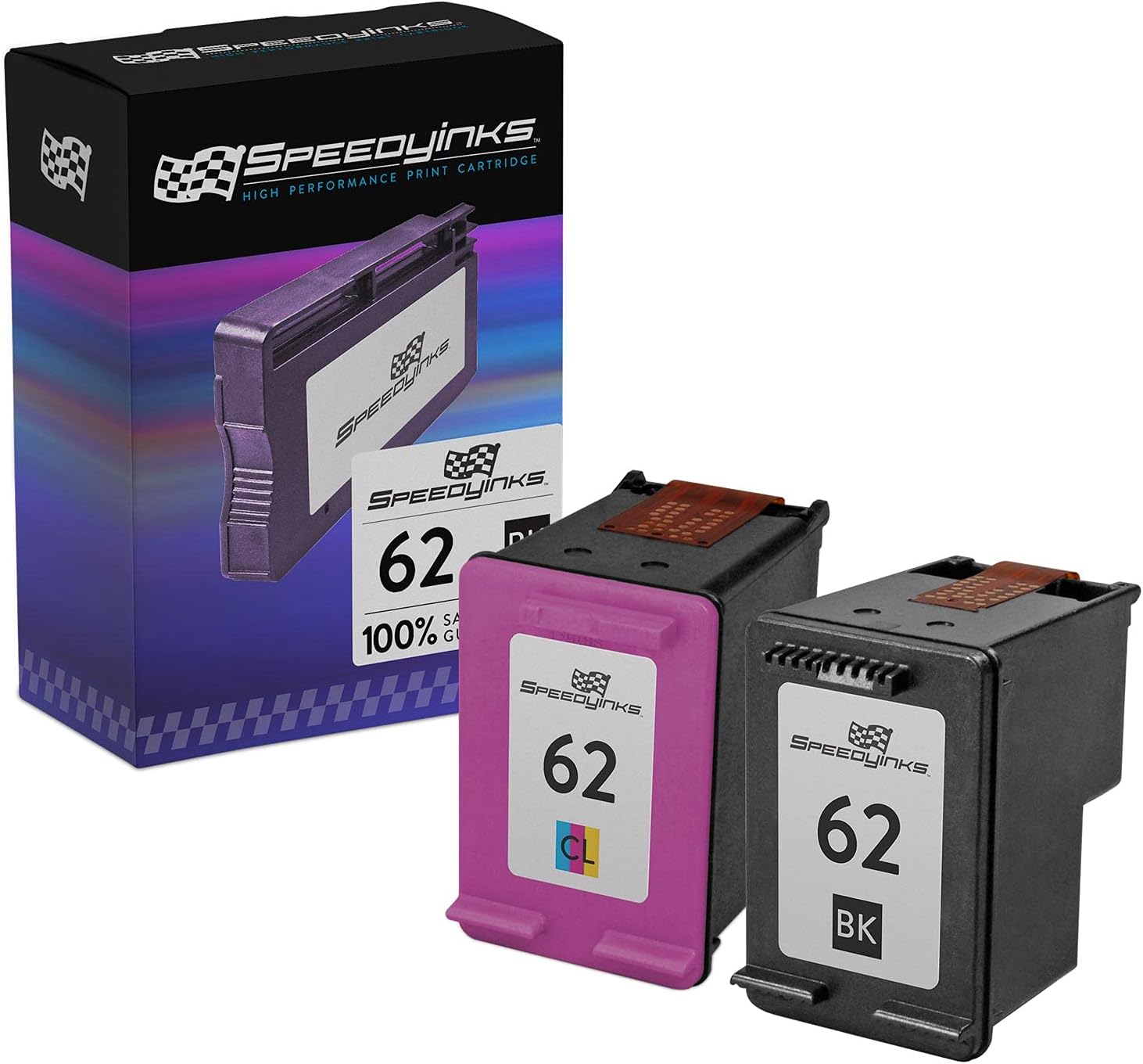 SPEEDYINKS Compatible Ink Cartridge Replacement for HP 62 (1 Black, 1 Color, 2-Pack) Compatible with HP Officejet 5740 Envy 5660 7640 8045 7645 5742 5640 5665 5745 OfficeJet 5741 5663 and More