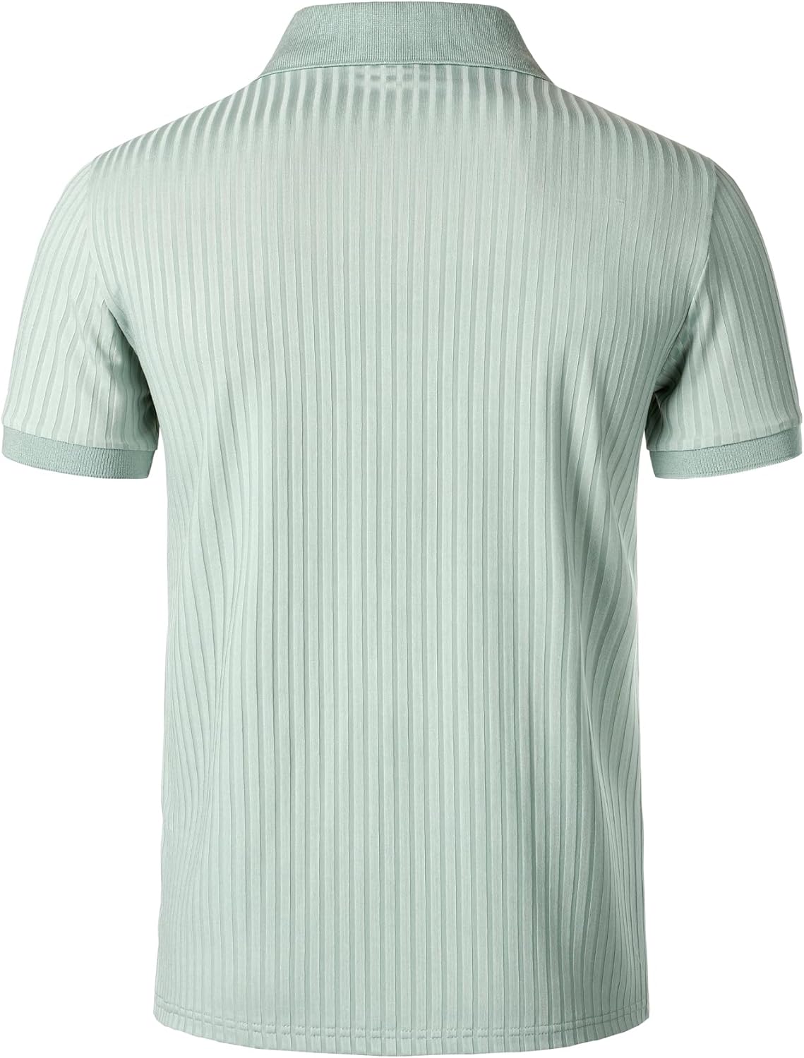 JEMITOP Men's Stretch Knit Slim Fit Polo Shirts Casual Short Sleeve Ribbed Collar Muscle Golf Shirt - Image 6