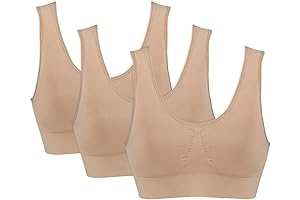 AHH BRA 3 Pack Wireless Bra, Seamless Solid Comfort Bras for Women