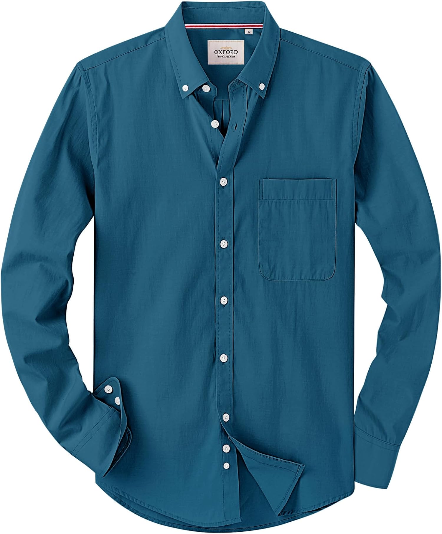 Alimens & Gentle Mens Solid Oxford Shirt Long Sleeve Dress Shirt Work Casual Button Down Shirts with Pocket