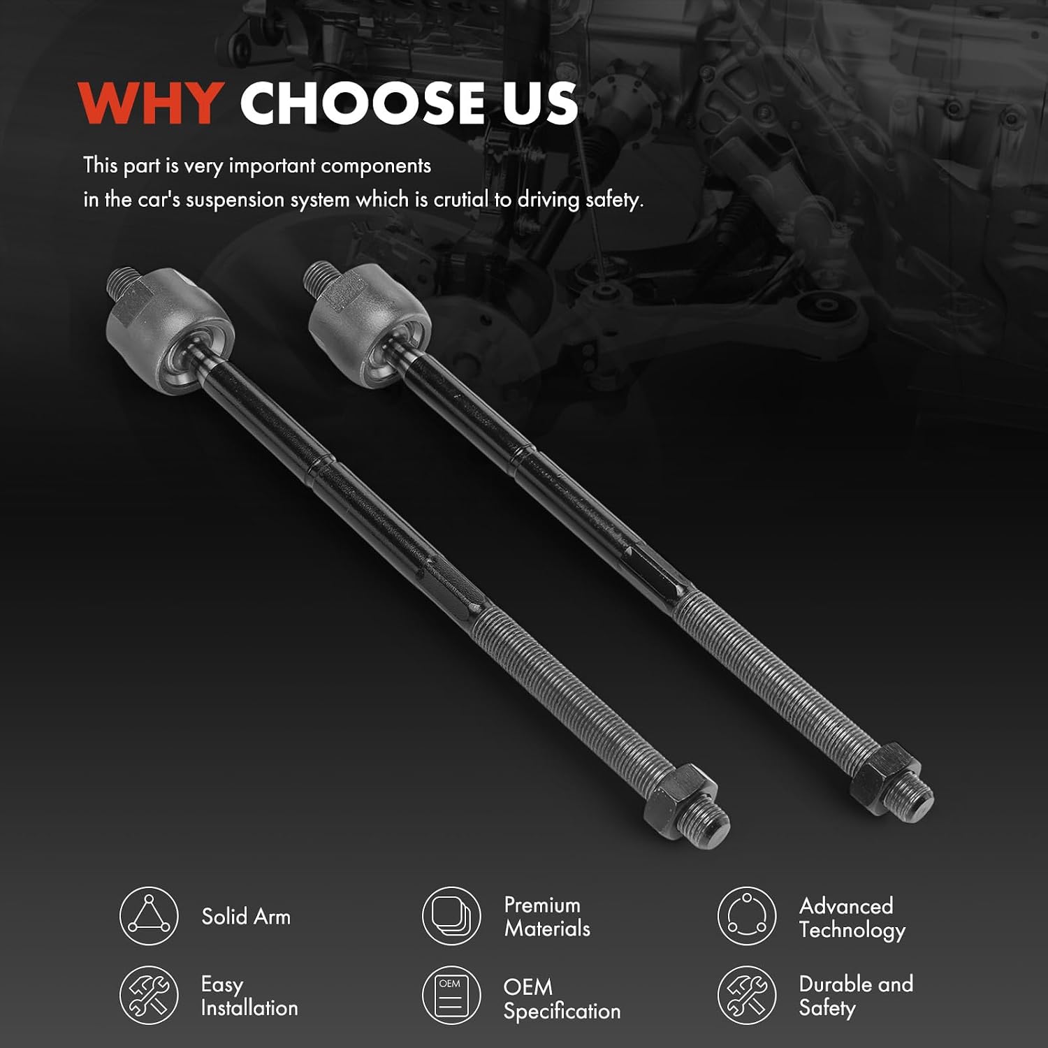 A-Premium 2 x Front Inner Tie Rod Ends, Compatible with Chrysler PT Cruiser 2001-2010, Neon 2000-2002 & Dodge Neon 2000-2005, SX 2.0 2003-2005 & Plymouth Neon 2000-2001