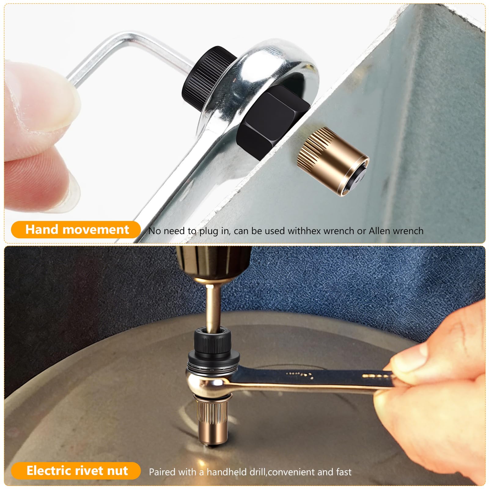 6 Pcs Herramientas para Tuercas Remachables, Alicates para Remaches Roscados con 70 Tuercas M3, M4, M5, M6, M8 y M10, Herramientas Manuales para tuerca remachables