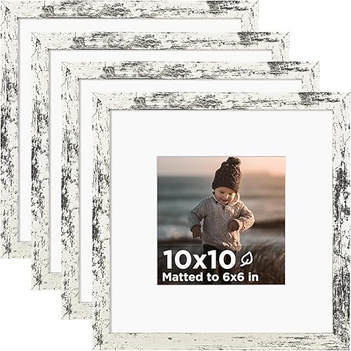 Vista 52 de KINLINK Juego de 4 portarretratos de 12 x 12 pulgadas, cuadrados de madera mate de 8 x 8 pulgadas con plexiglás para 8 x 8 pulgadas con paspartú
