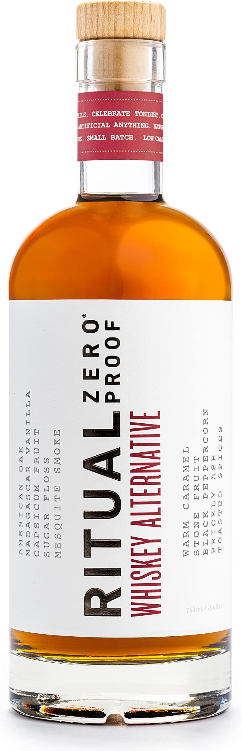 RITUAL ZERO PROOF Whiskey Alternative | Award-Winning Non-Alcoholic Spirit | 25.4 Fl Oz (750ml) | Only 5 Calories | Keto, Paleo & Low Carb Diet Friendly | Make Delicious Alcohol Free Cocktails