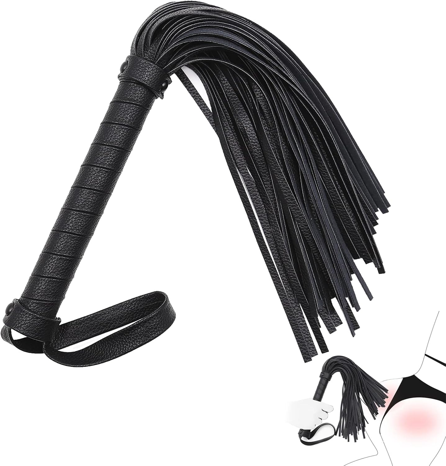BDSM Flogger Erotic Whip Leather Sex Horse Crop Whips Bondage Whip Spanking Paddle Naughty Games Flirting Flogger Fantasy Sex Toy with Ring SM Games Adults Horse Spanking Whips
