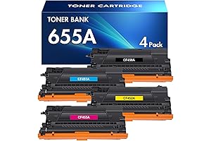 CF450A 4-Pack Toner Cartridge Replacement for HP 655A