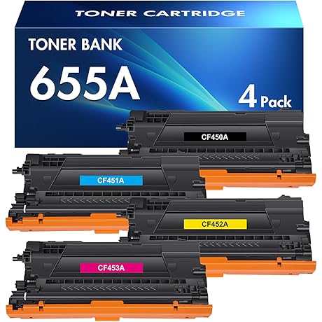 CF450A 4-Pack Toner Cartridge Replacement for HP 655A