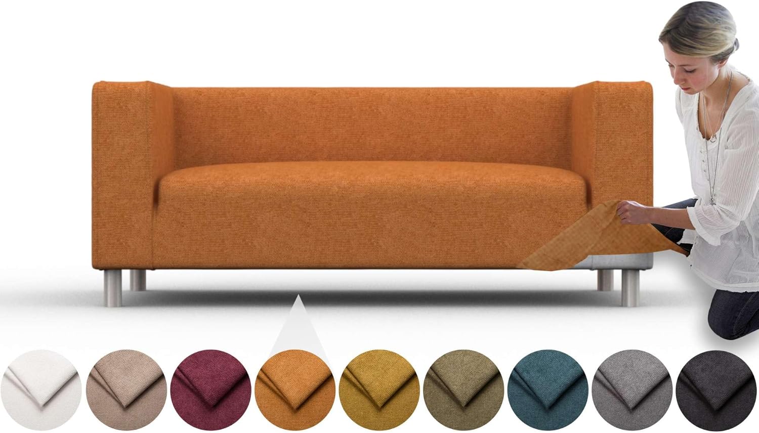 comfortly Cover for Klippan 2 Seat Sofa, Replacement Slipcover, Heavy Duty 1 pcs Cover, Soft Durable Washable Fabric, Easy to Clean & Replace (Crown - Amber)