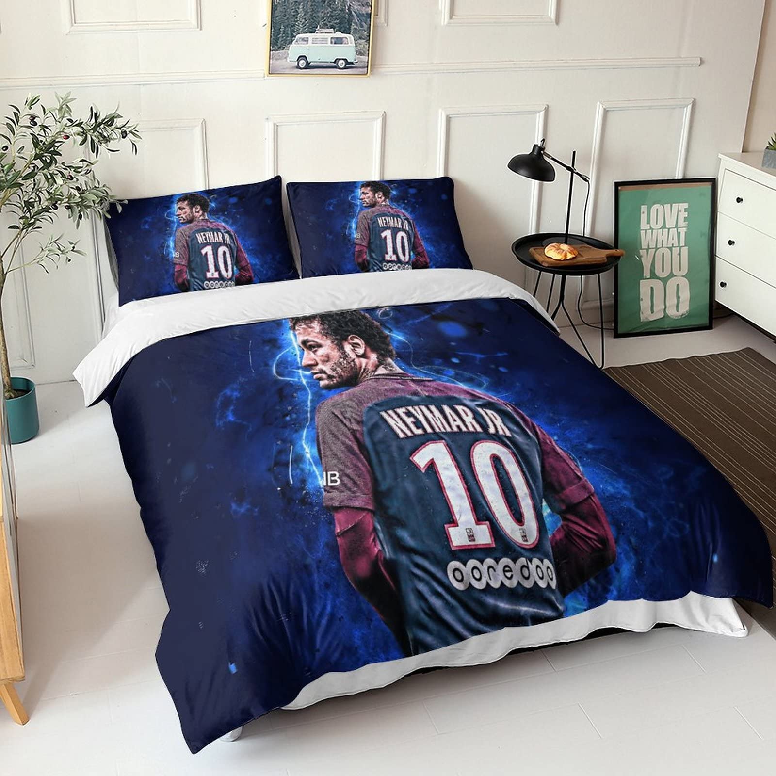 Parure De Lit 3D Neymar En Microfibre - Housse De Couette 220x240 Cm King Avec 2 Taies D'Oreiller - 10