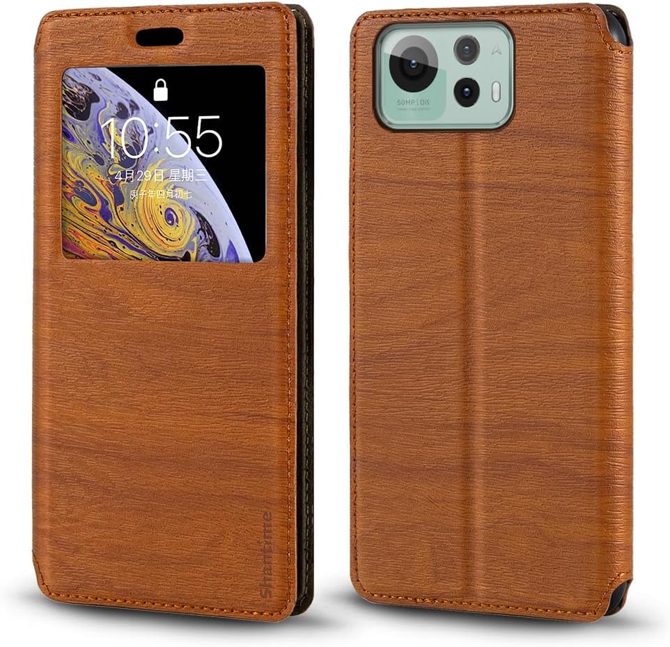 Invisible Magnetic View Window PU Leather Flip Case Compatible with Asus Zenfone 12 Ultra, Smart Clear Display Cover with Full Protection (Brown)
