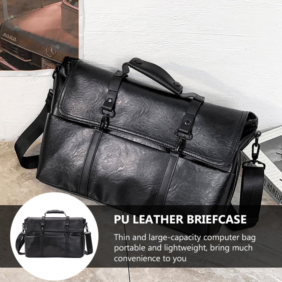 Bolso de Negocios para Portátil de 14 Pulgadas en PU Negro