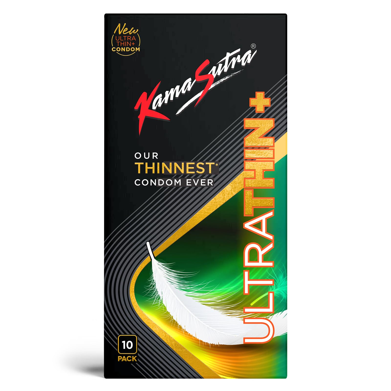 KamaSutra UltraThin+ Condoms for Men for Closest Feel for Couple, Clear, 10 Count