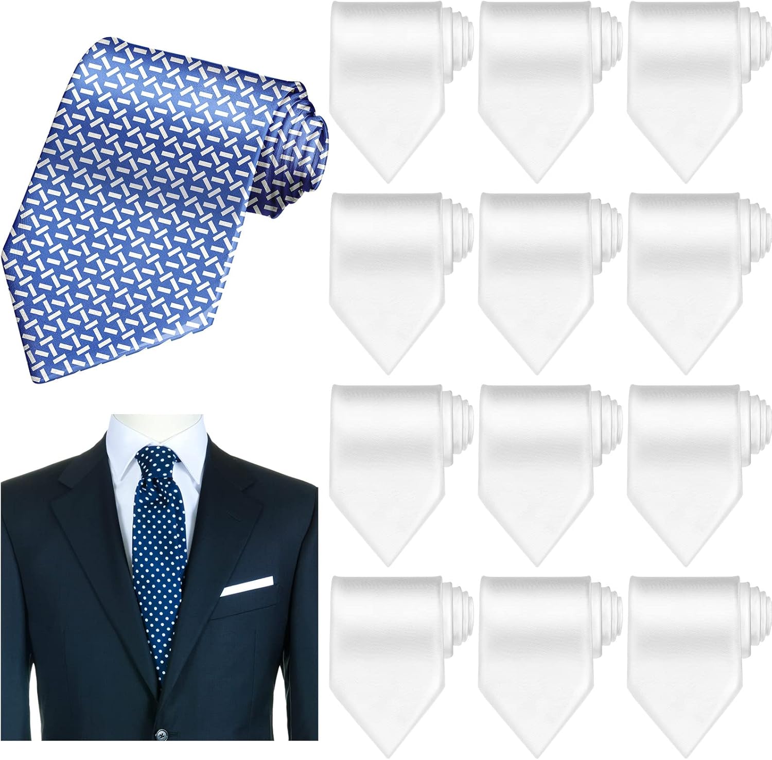 Tarpop 12 Pcs Sublimation Ties Blank Polyester for Men White Sublimation Necktie Solid Satin Polyester Necktie Heat Transfer Mens Neckwear Tie for Wedding Party Business Formal Occasion, 57 Inch