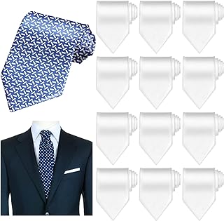 12 Pieces Sublimation Blank Tie for Men Solid Satin Tie Polyester Necktie Popular DIY Decorative Costume Heat Transfer Men's Tie Mens Pure Color Neckwear Tie for Wedding Party Father's Day, 57 Inch(), White, 57 x 3.5 inches