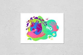 Wall Art Poster Print of Ecological Illustration. in Hands of Man Planet Earth with Polluting Factories, in Smoke. Climate Change. Global Warming. Greenhouse Effect of Co2. Environmental Problem. Eco