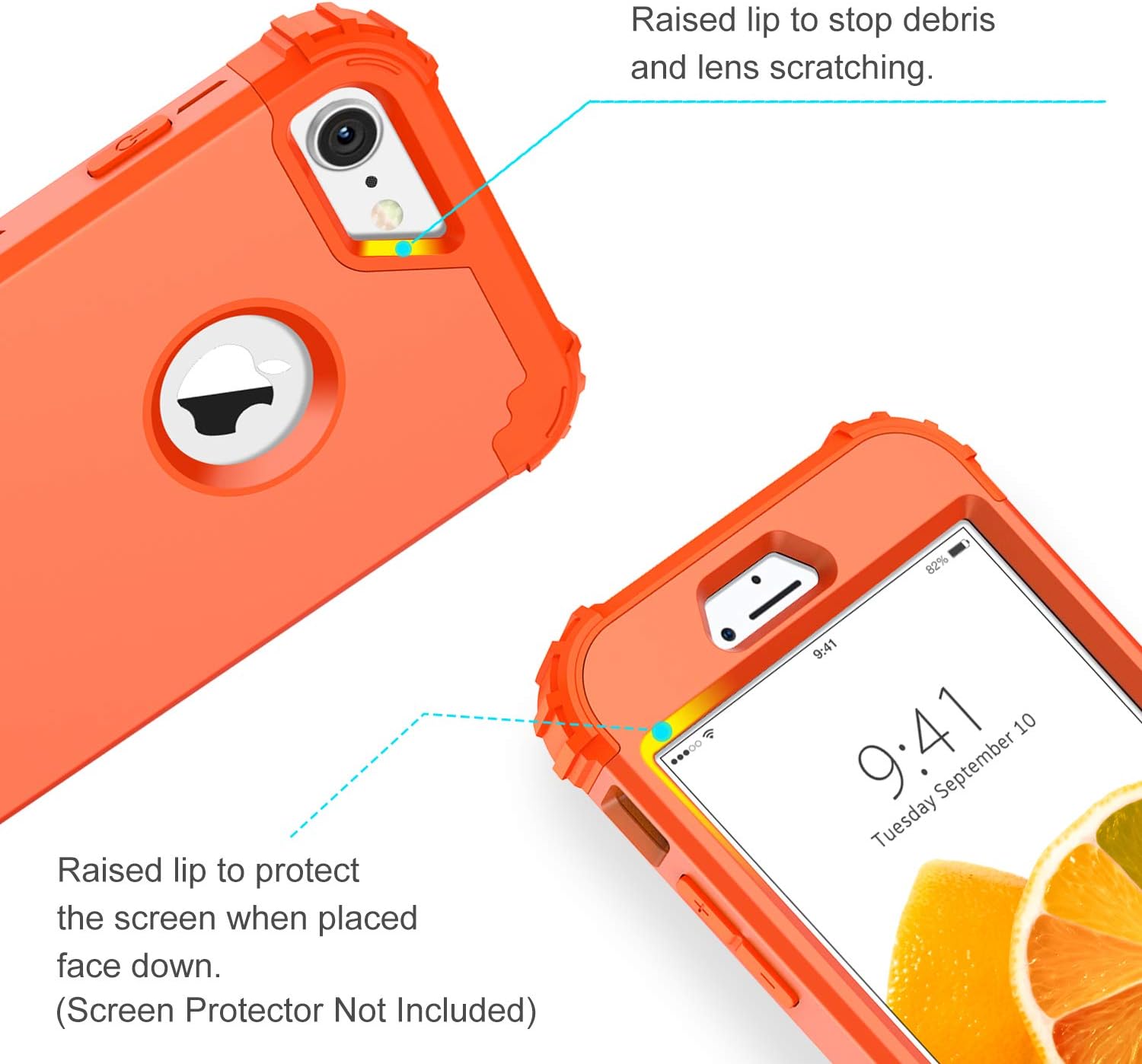 BENTOBEN Case for iPhone 8 / iPhone 7, 3 in 1 Hybrid Hard PC Soft Rubber Heavy Duty Rugged Bumper Shockproof Anti Slip Full-Body Protective Phone Cases Cover for iPhone 8 & iPhone 7 4.7", Coral Red