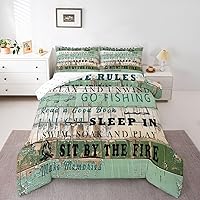 Vista 41 de Lake Life - Juego de edredón de tamaño King, juego de ropa de cama con remo de lago rústico, decoración de casa de lago, regalos para niños, vallas