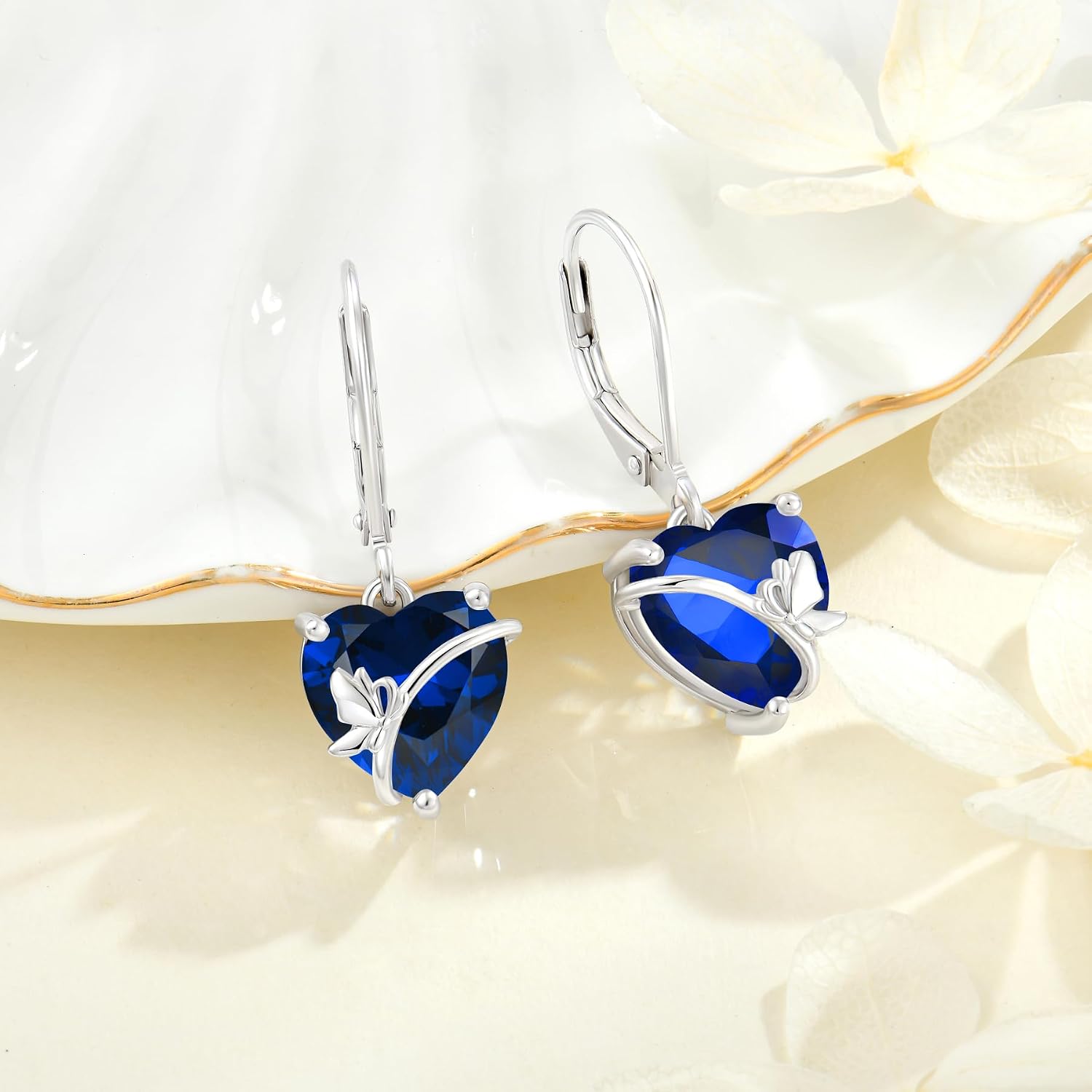 Butterfly Leverback Earrings for Women 925 Sterling Silver Dangle Drop Earrings Butterfly Earrings Birthstone Jewelry Anniversary Birthday Gifts for Her