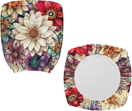Boho Blossoms Office Chair Cover Stretch 2 Piece Computer Desk Chair Cover Universal Rotating Gaming Chair Slipcover High Back Chair Seat Protector