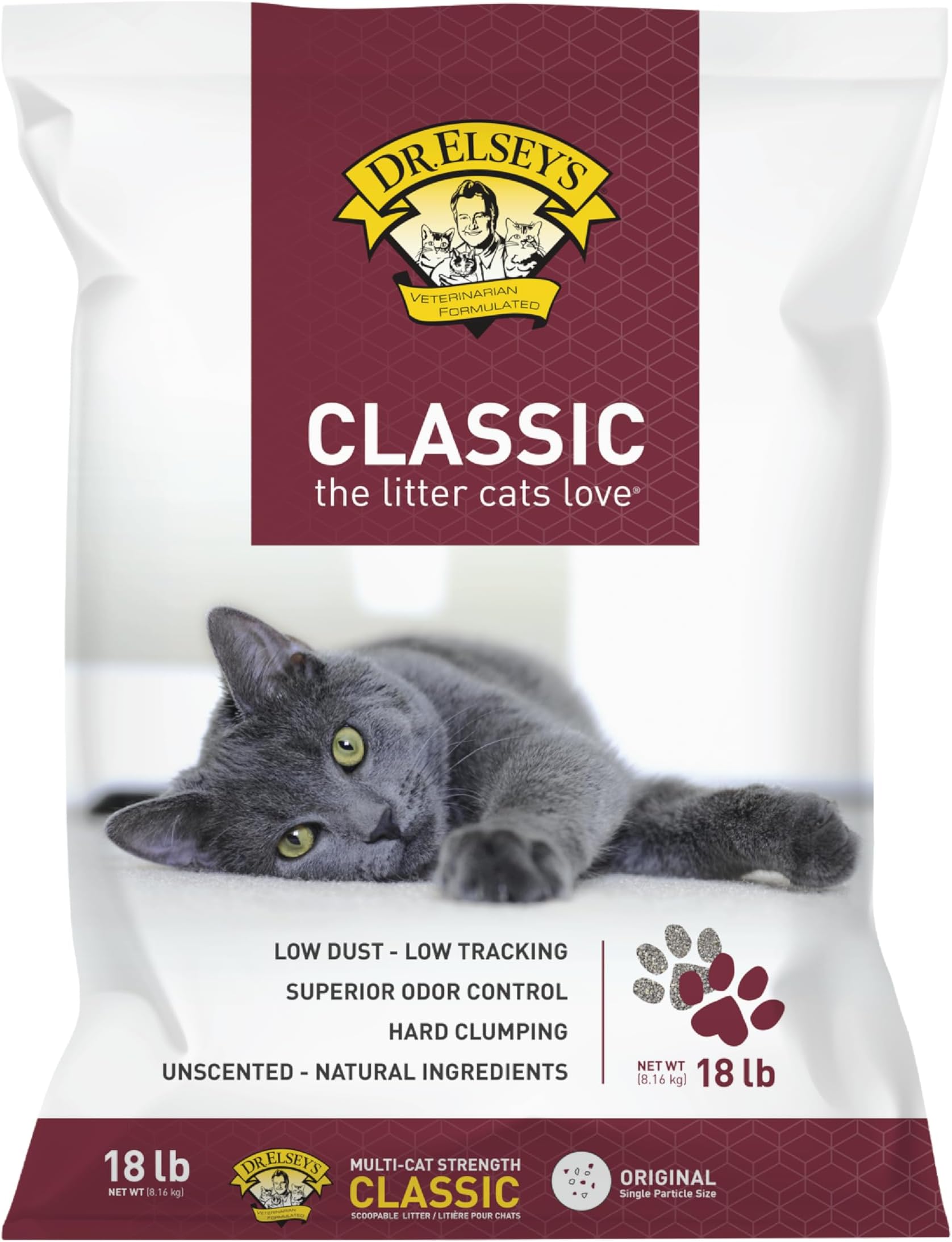 Cat Litter - Unscented Cat Litter w/Natural Ingredients - Low Dust Superior Odor Control Cat Litter - Hard Clumping Moisture Absorbing Clay Multi Cat Litter (For Adult Cats - 18lbs)