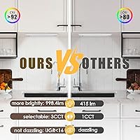 Vista 5 de Ansen Iluminación LED empotrada bajo gabinete, 18 pulgadas 15W luz LED para cocina/closet, 998.4lm, CRI>92, R9>90, regulable, 3 temperaturas