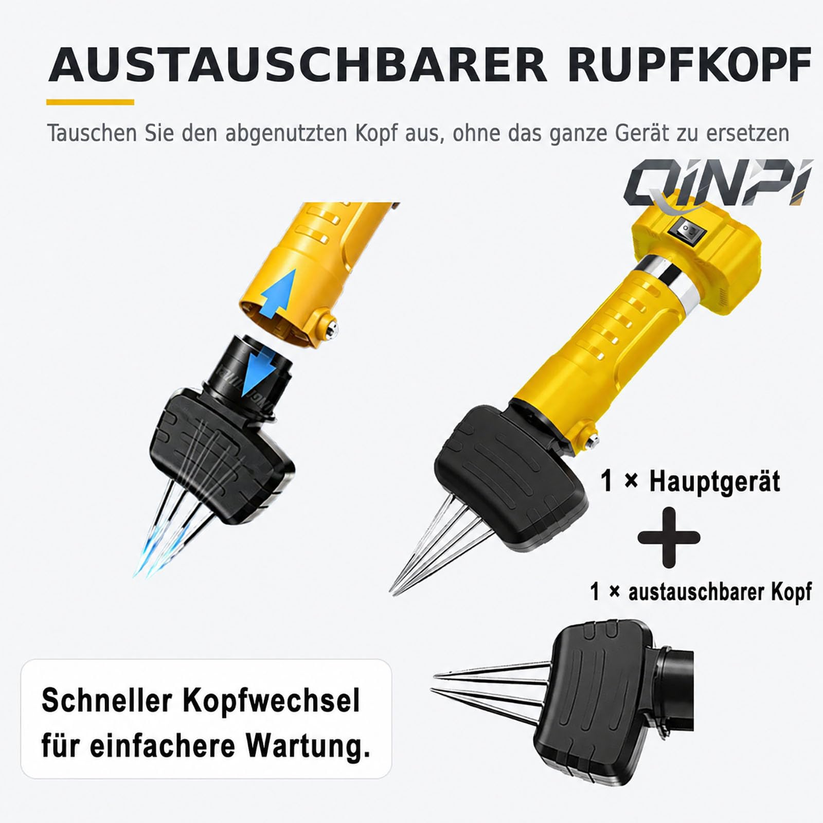 Elektrischer Geflügelrupfer, 4-Wellen-rupfkopf, Wechselkopf
