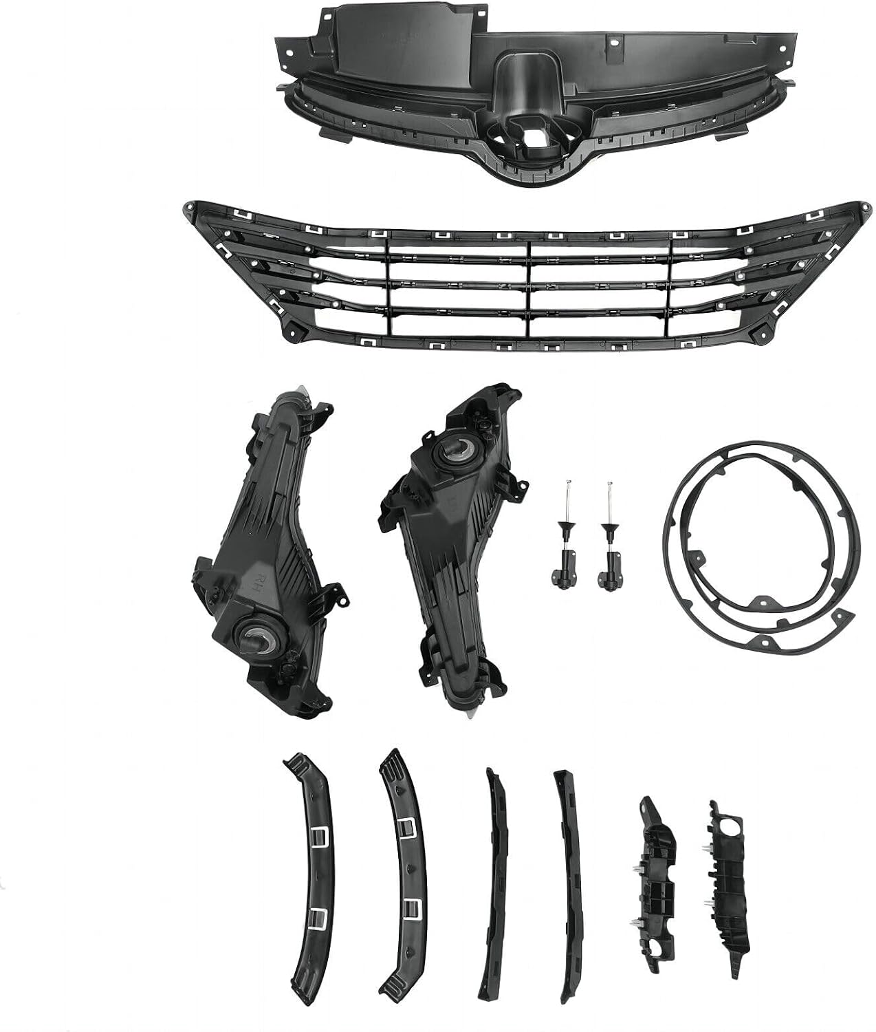 11PC Front Chrome Grille Mesh Fog lamps Bumper Bracket Kit Fit For HYUNDA1 Elantra 2014-2016