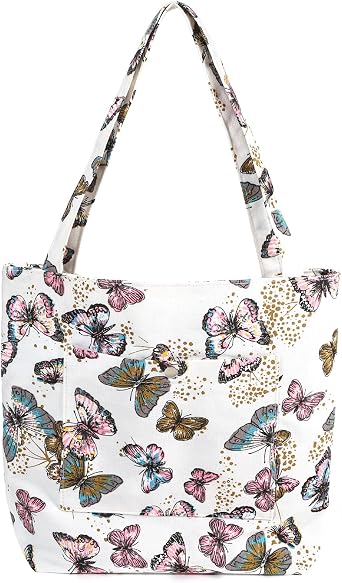 Canvas Tote Bag for Women Reusable Shopping Bag,Foldable Bag for College, Work, Books, Grocery, Travel, Beach