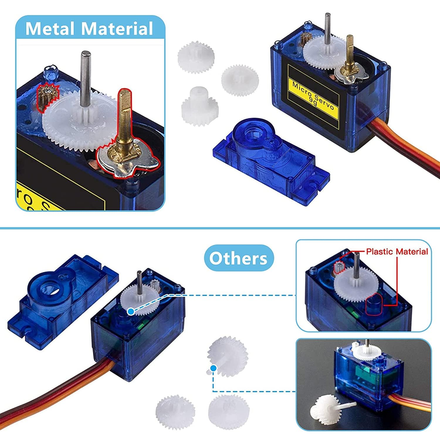 HUAZIZ Micro Servo Motor – 4 Stück, 9g, 180°, Für RC Modellbau, Helikopter, Roboter