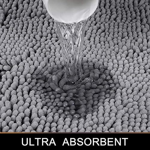 Miniatura 5 de Tapete de baño absorbente de semicírculos, de felpilla suave, grueso, antideslizante, lavable a máquina, se seca rápidamente, tapete para pies