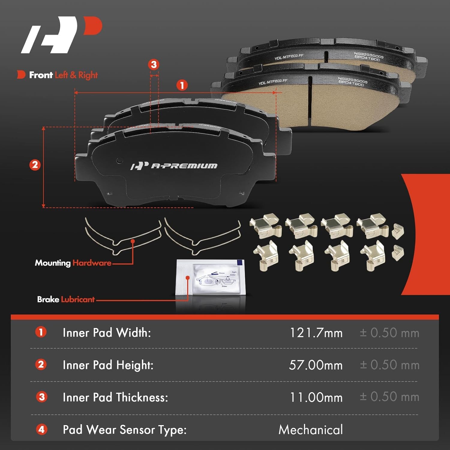 A-Premium Front Ceramic Brake Pads Set Compatible with Toyota, Lexus Models - Camry 1992-1996/2000-2001, Sienna 1998-2003, Avalon 1995-1997, Celica 1994-1999, ES300 1992-1996, LS400, SC300, 4-Pack