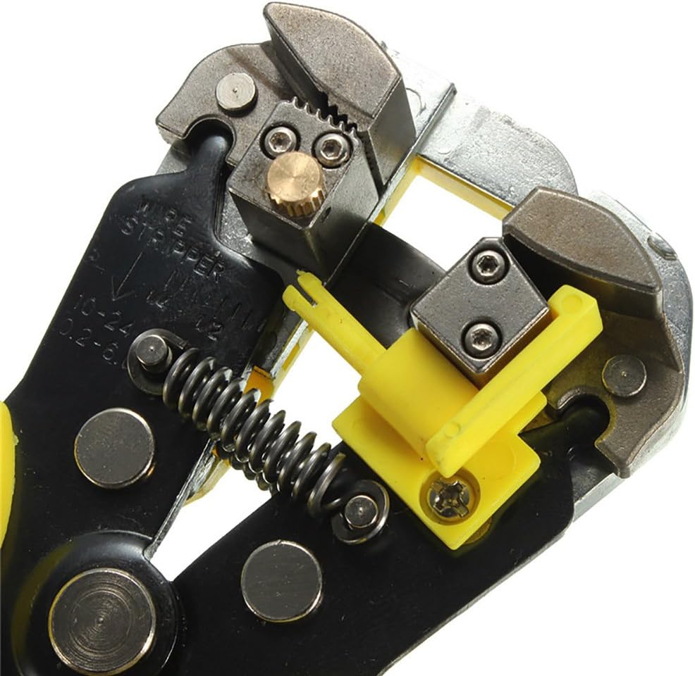 Wire Stripper, SpinAmz 8-Inch Self-Adjusting Automatic Cable Cutter Crimper, 3 in 1 Multi Tool Wire Stripping Cutting Pliers, 10-24 AWG (0.2~6.0mm²) (Yellow)