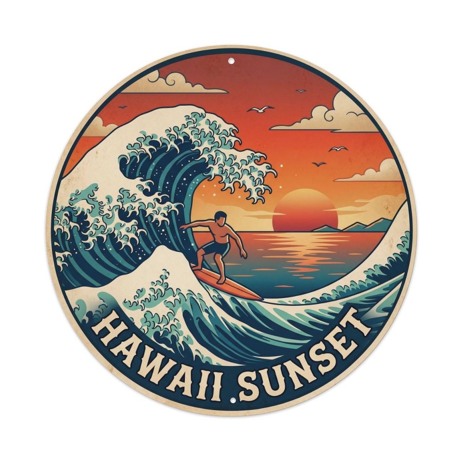 Surf Hawaii Ocean Coast Break Big Wave Beach Metal Tin Sign