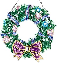 Starnearby Diamond Painting Christmas Garland DIY Christmas Garland Diamond Painting Crafts Diamond Painting Garland Hanging Christmas Wreath for Door Christmas Decoration