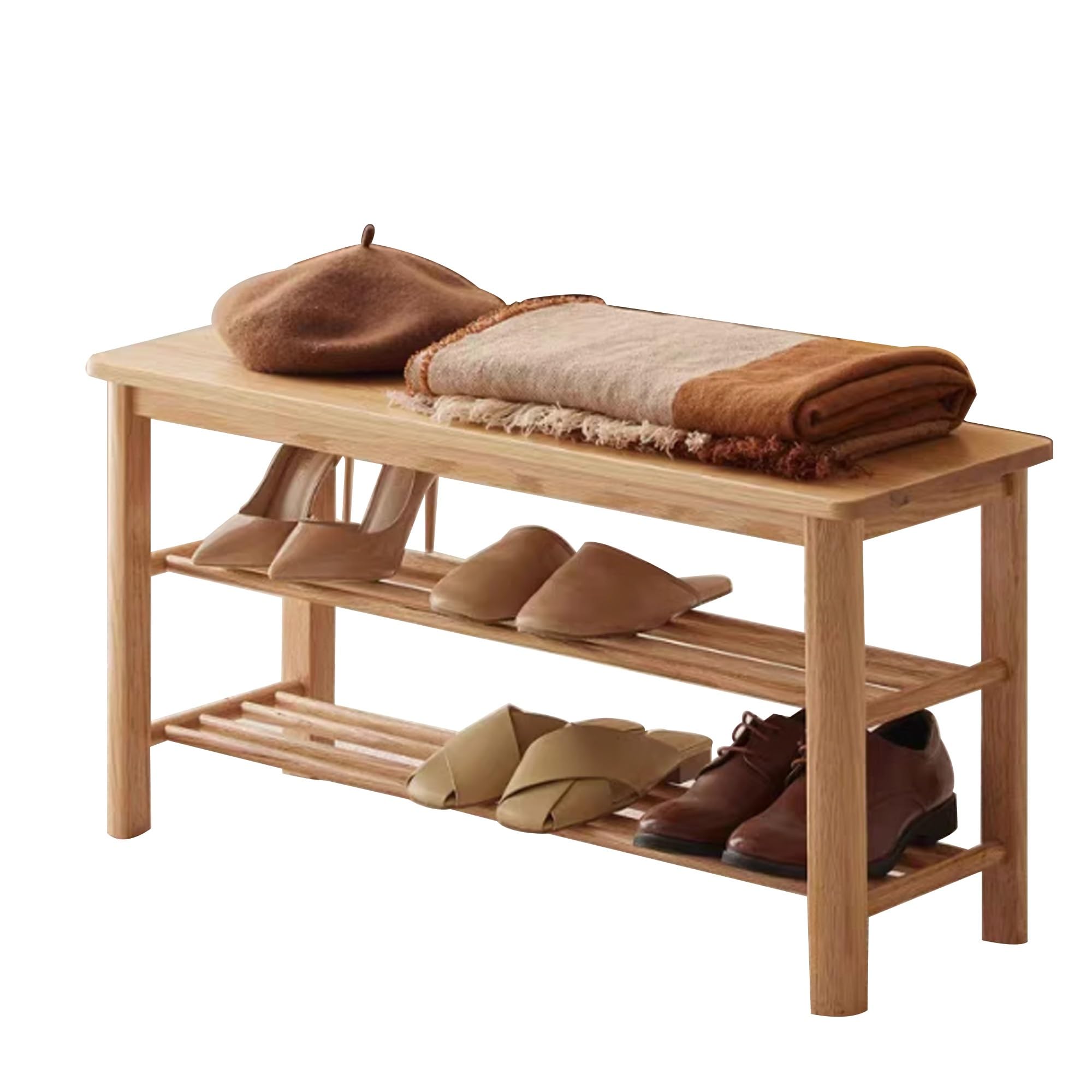 Wjftoday Wooden Shoe Storage Bench - Entryway Organizer With Seating And Storage - Ideal For Mudroom, Hallway, Bedroom, Living Room - 80Cm