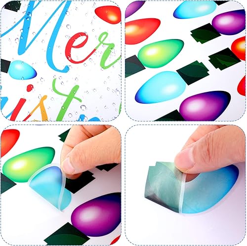 Miniatura 6 de 91 calcomanías de pared de Navidad, PVC, luces de Feliz Navidad, bombillas de pared para decoración de Navidad