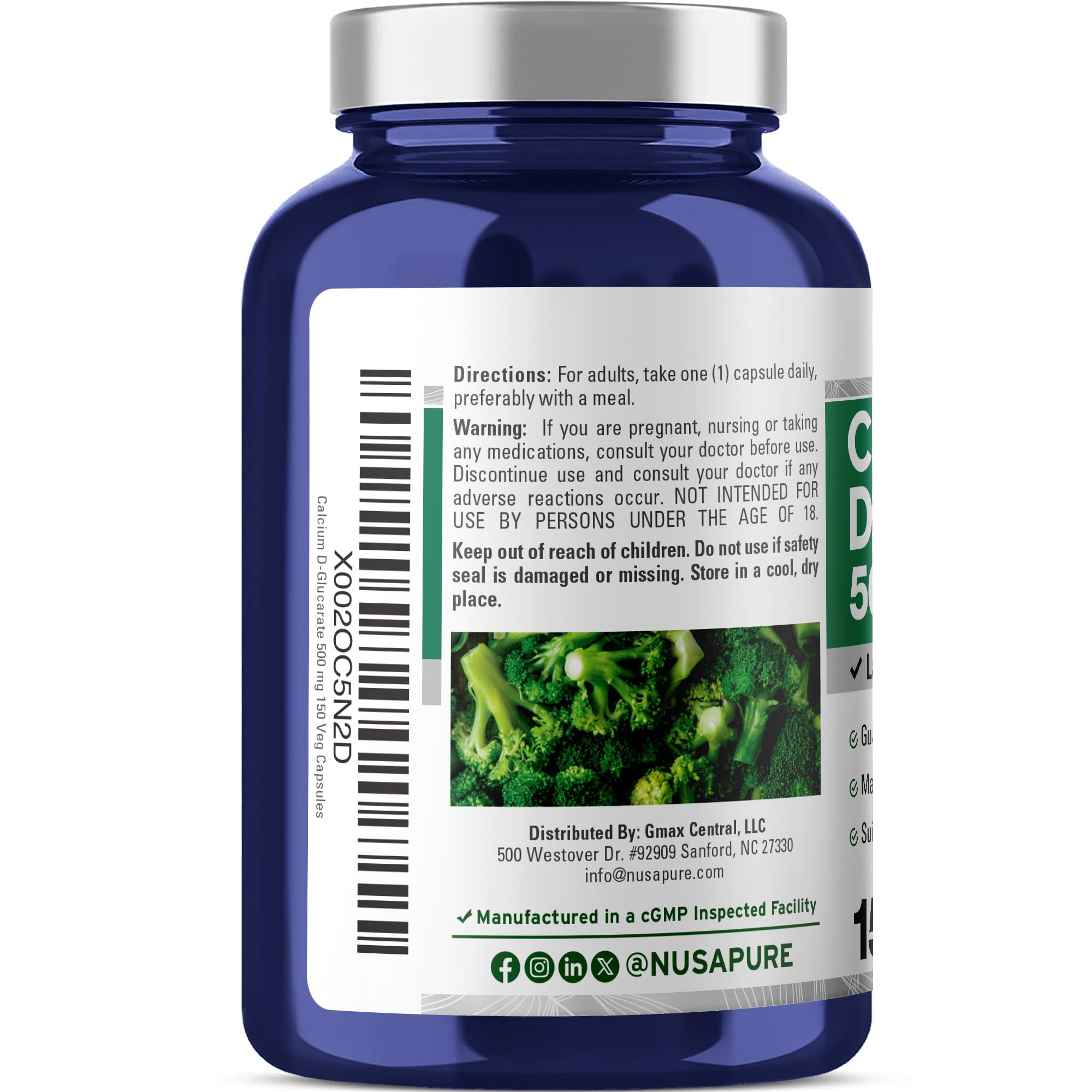 Calcium D-Glucarate, Vegan, Gluten-Free, 500mg, 150 Veg Caps - 150 Servings — Amazon image 3