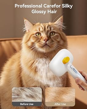ROJECO 3-in-1 Pet Steam Brush,Spray Hair Removal Detangling Comb | Handheld/3 Mist Spray Modes/Pets Enjoy Deshedding,Grooming,Massage/USB Rechargeable/Cordless/for All Long Short Hair Pets