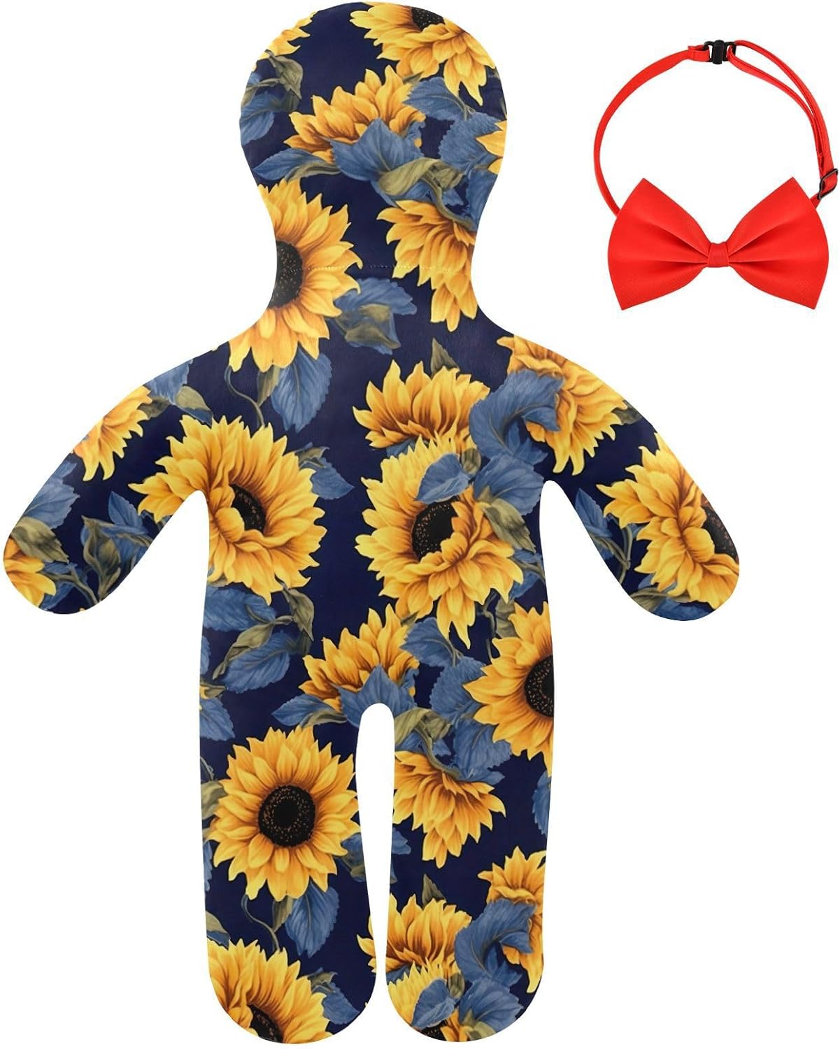 Sunflower Blue Leaves Human-Shaped Pillow Soft Body Pillows Washable Velvet Pillows for Anxiety Relief Sleeping Cuddling & Support